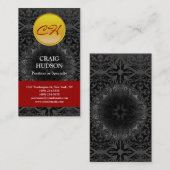 Monogram Gelb Button Muster Grau Visitenkarte (Vorne/Hinten)