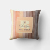 Monogram, gelb-orange-braune Streifen Kissen (Rückseite)