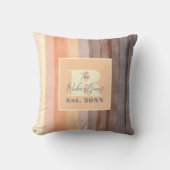 Monogram, gelb-orange-braune Streifen Kissen (Vorderseite)