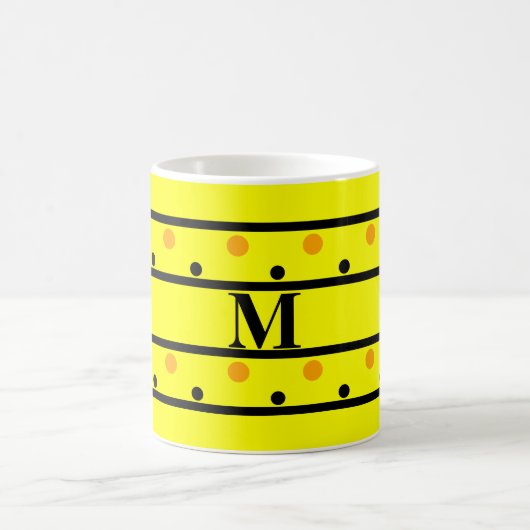 Monogram Gelb-Orange-Polka-Punkte Kaffeetasse (Mittel)