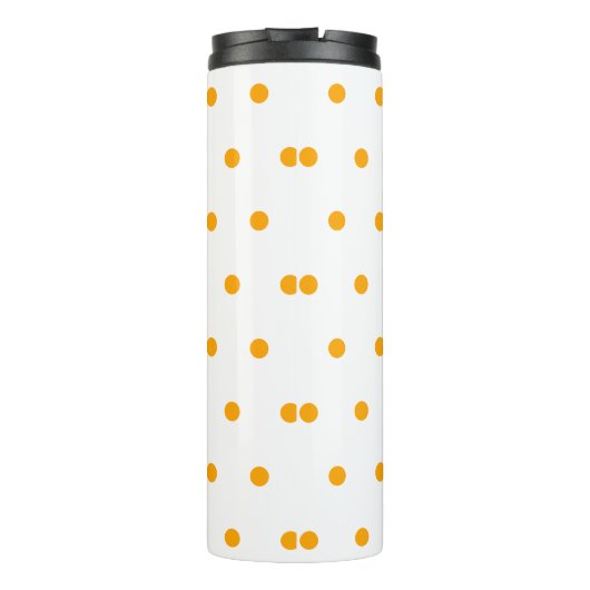 Monogram Gelb-Orange-Polka-Punkte Thermosbecher (Rückseite)