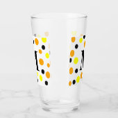 Monogram, gelb-orange schwarze Polka-Punkte Glas (Links)