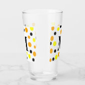Monogram, gelb-orange schwarze Polka-Punkte Glas (Rechts)
