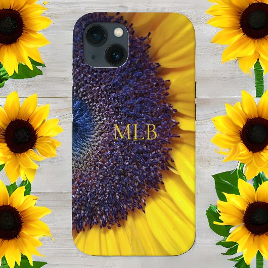 Monogram Gelbe Sonnenblume Verschließen mit Initia Case-Mate iPhone Hülle