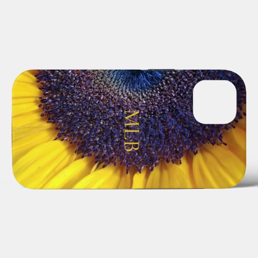 Monogram Gelbe Sonnenblume Verschließen mit Initia Case-Mate iPhone Hülle (Rückseite (Horizontal))