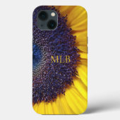 Monogram Gelbe Sonnenblume Verschließen mit Initia Case-Mate iPhone Hülle (Rückseite)