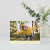 Monogram Gelbes Foto Hochzeit Speichern Sie das Da Postkarte (Stehend Vorderseite)