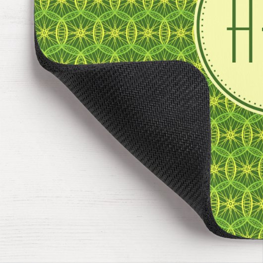 Monogram, gelbes Radmuster Mousepad (Ecke)