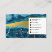 Monogram Geode Agate Gemstone Blue und Gold Visitenkarte (Rückseite)