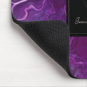 Monogram Geode Dark Lila Black Abstrakt Agate Mousepad (Ecke)