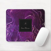 Monogram Geode Dark Lila Black Abstrakt Agate Mousepad (Mit Mouse)