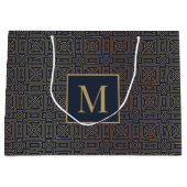 Monogram Geometric Art Deco Muster Große Geschenktüte (Vorderseite)