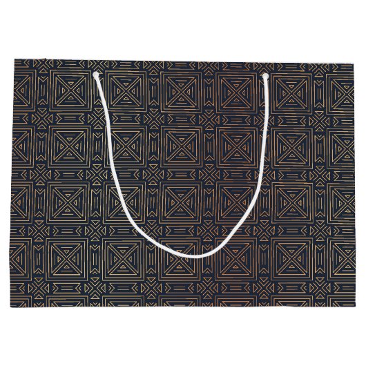 Monogram Geometric Art Deco Muster Große Geschenktüte (Rückseite)