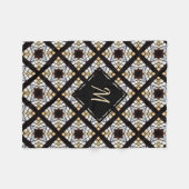 Monogram Geometric Black Blue Yellow Pattern Fleecedecke (Vorderseite (Horizontal))
