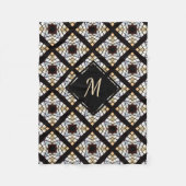 Monogram Geometric Black Blue Yellow Pattern Fleecedecke (Vorderseite)