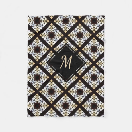 Monogram Geometric Black Blue Yellow Pattern Fleecedecke (Vorderseite)