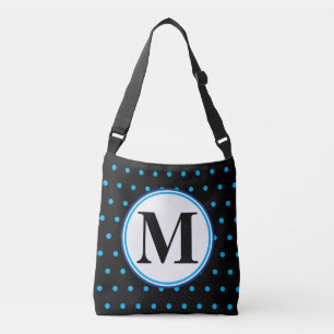 Monogram Geometric Black Polka Dots Tragetaschen Mit Langen Trägern