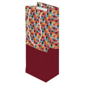 Monogram Geometric Burgundy Hexagon Wine Gift Bag Geschenktüte Für Weinflaschen (Rückseite Schrägansicht)