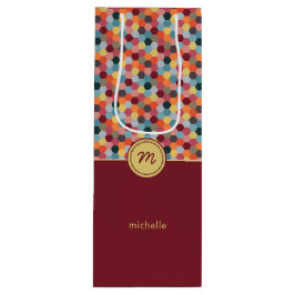 Monogram Geometric Burgundy Hexagon Wine Gift Bag Geschenktüte Für Weinflaschen
