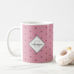 Monogram Geometric Dusky Rose Red Polka Dots Kaffeetasse