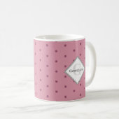 Monogram Geometric Dusky Rose Red Polka Dots Kaffeetasse (VorderseiteRechts)