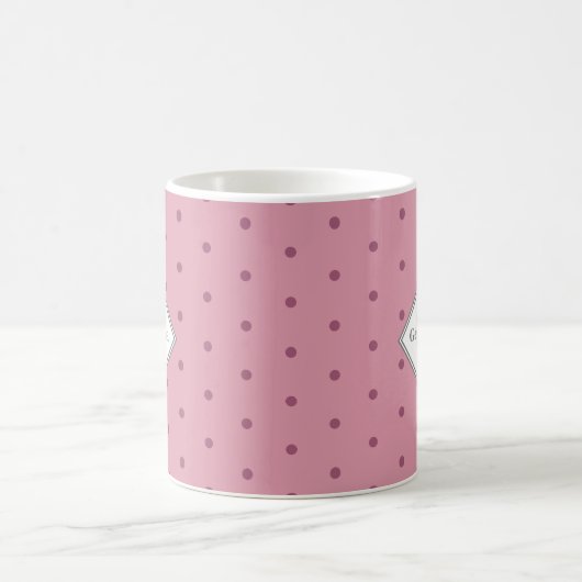 Monogram Geometric Dusky Rose Red Polka Dots Kaffeetasse (Mittel)
