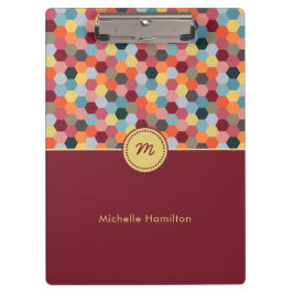Monogram Geometric Modern Hexagon Clipboard Klemmbrett
