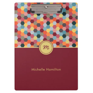 Monogram Geometric Modern Hexagon Clipboard Klemmbrett