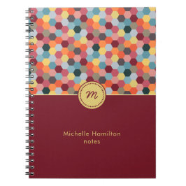 Monogram Geometric Modern Hexagon Notebook Notizblock