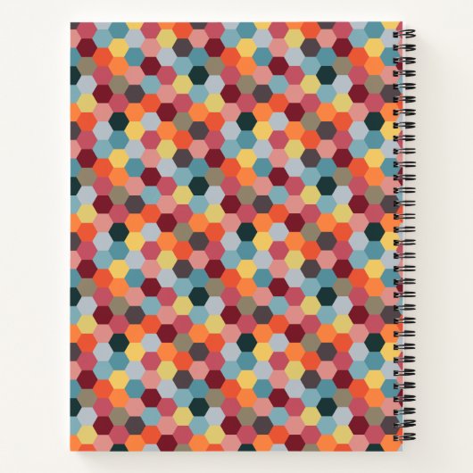 Monogram Geometric Modern Hexagon Spiral Notebook Notizbuch (Rückseite)