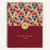 Monogram Geometric Modern Hexagon Spiral Notebook Notizbuch (Vorderseite)