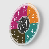 Monogram Geometric Modern Retro Colorful #7 Große Wanduhr (Winkel)