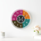 Monogram Geometric Modern Retro Colorful #7 Große Wanduhr (Zuhause)