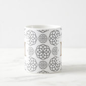 Monogram Geometric Pattern Grau Gold Personalisier Kaffeetasse (Mittel)