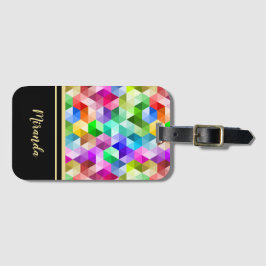 Monogram Geometric Rainbow Black Luggage Tag Gepäckanhänger