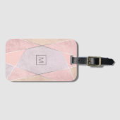 Monogram Geometric Trendy Rose Gold Pink Silver Gepäckanhänger (Vorderseite (Horizontal))