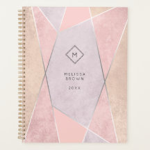 Monogram Geometric Trendy Rose Gold Pink Silver