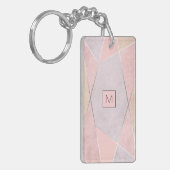 Monogram Geometric Trendy Rose Gold Pink Silver Schlüsselanhänger (Vorderseite links)