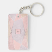 Monogram Geometric Trendy Rose Gold Pink Silver Schlüsselanhänger (Rückseite)