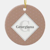 Monogram Geometric Warm Neutrals Beige Polka Dots Keramik Ornament (Vorne)
