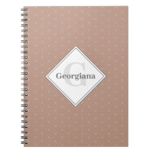 Monogram Geometric Warm Neutrals Beige Polka Dots Notizblock