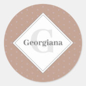 Monogram Geometric Warm Neutrals Beige Polka Dots Runder Aufkleber (Vorderseite)