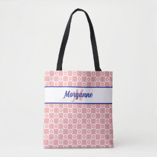 Monogram, geprüft Blush Pink-Blume Tasche
