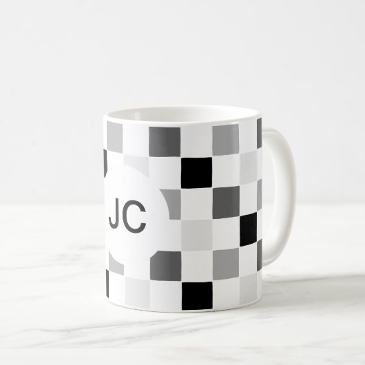 Monogram geprüft Schwarzweiß und Weiß Modernisch E Kaffeetasse (VorderseiteRechts)