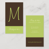 MONOGRAM GESCHÄFTSKARTEN und Retrofarben Visitenkarte (Vorne/Hinten)