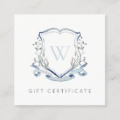Monogram-Geschenkgutschein für die Blaue Wildblume Quadratische Visitenkarte (Vorderseite)