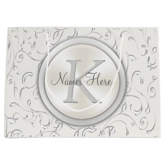 Monogram-Geschenktaschen für Hochzeiten oder Ereig Große Geschenktüte (Vorderseite)