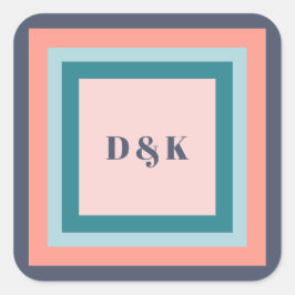 Monogram-Geschenktasten, Initialen, Farbpalette fü Quadratischer Aufkleber