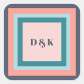 Monogram-Geschenktasten, Initialen, Farbpalette fü Quadratischer Aufkleber (Vorderseite)