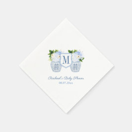 Monogram Ginger Jar Floral Boy Baby Shooting Party Serviette